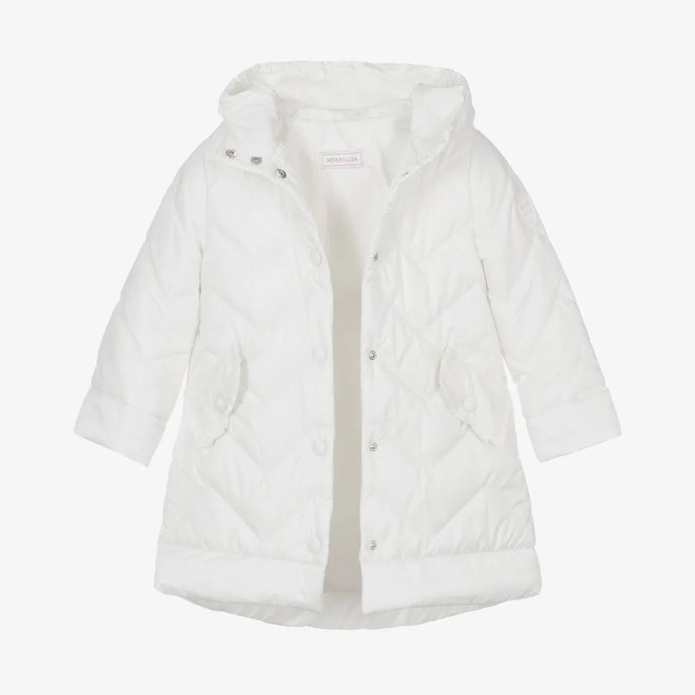 Girls Ivory Padded Hooded Coat