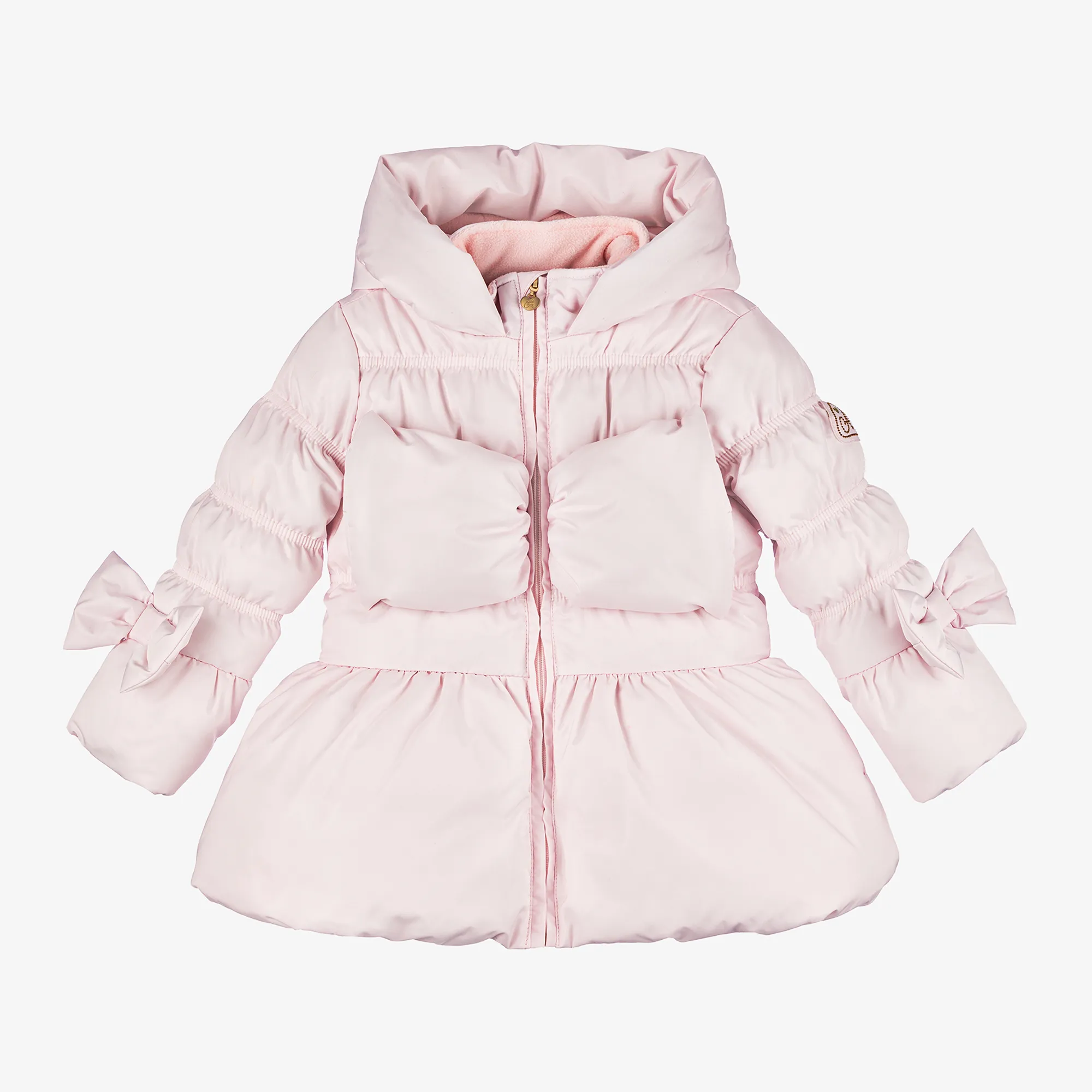 Girls Pink Hooded Puffer Coat