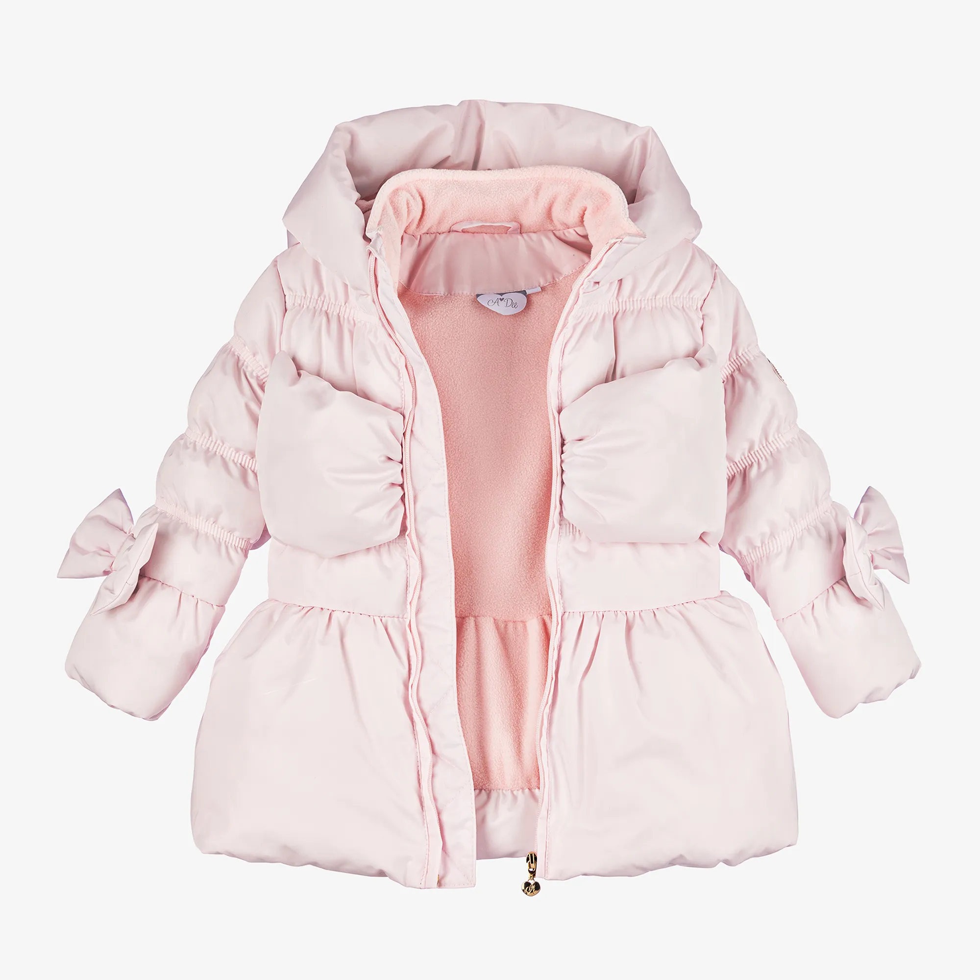 Girls Pink Hooded Puffer Coat