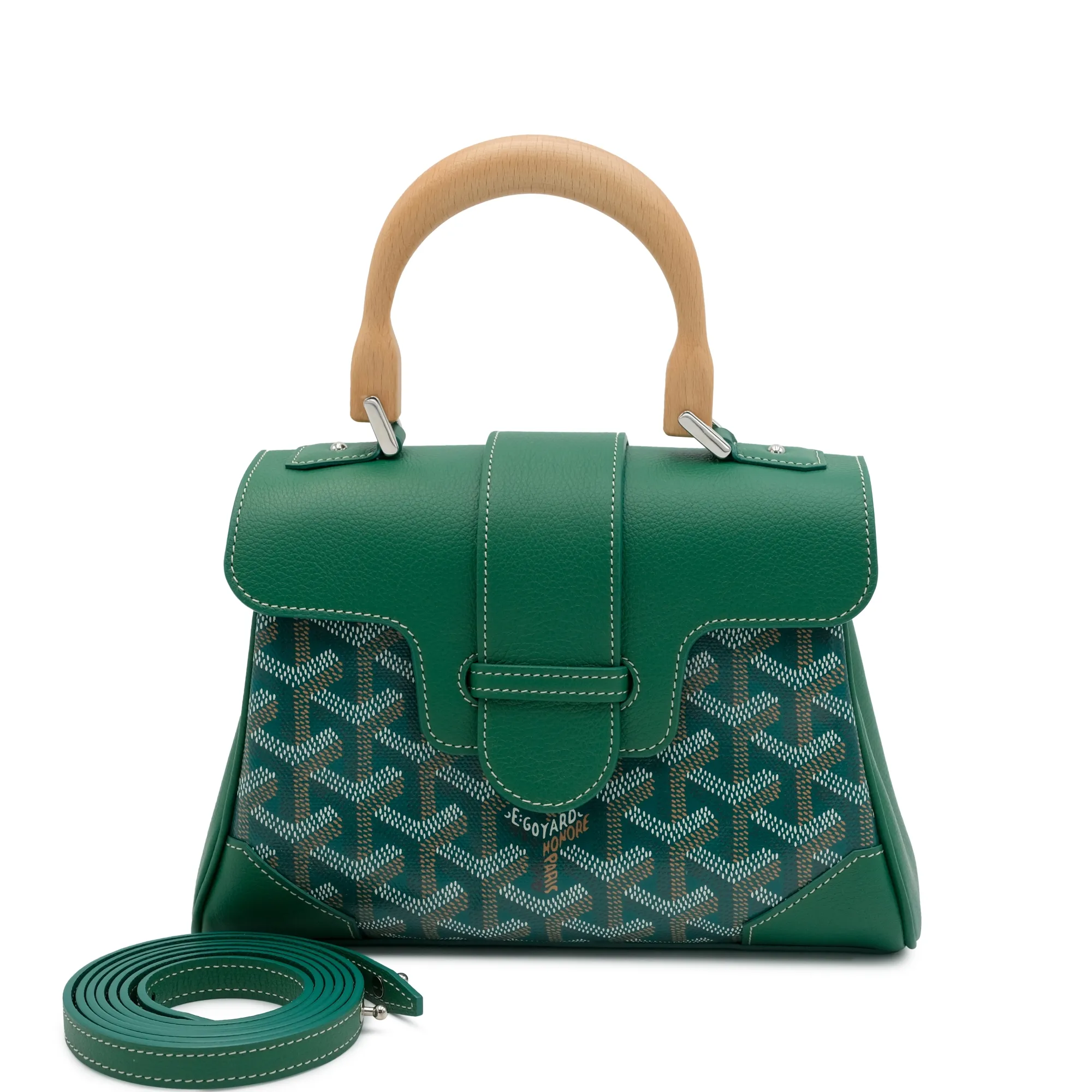 Goyard Green Goyardine Canvas and Chevroches Calfskin Saïgon Souple Mini Bag