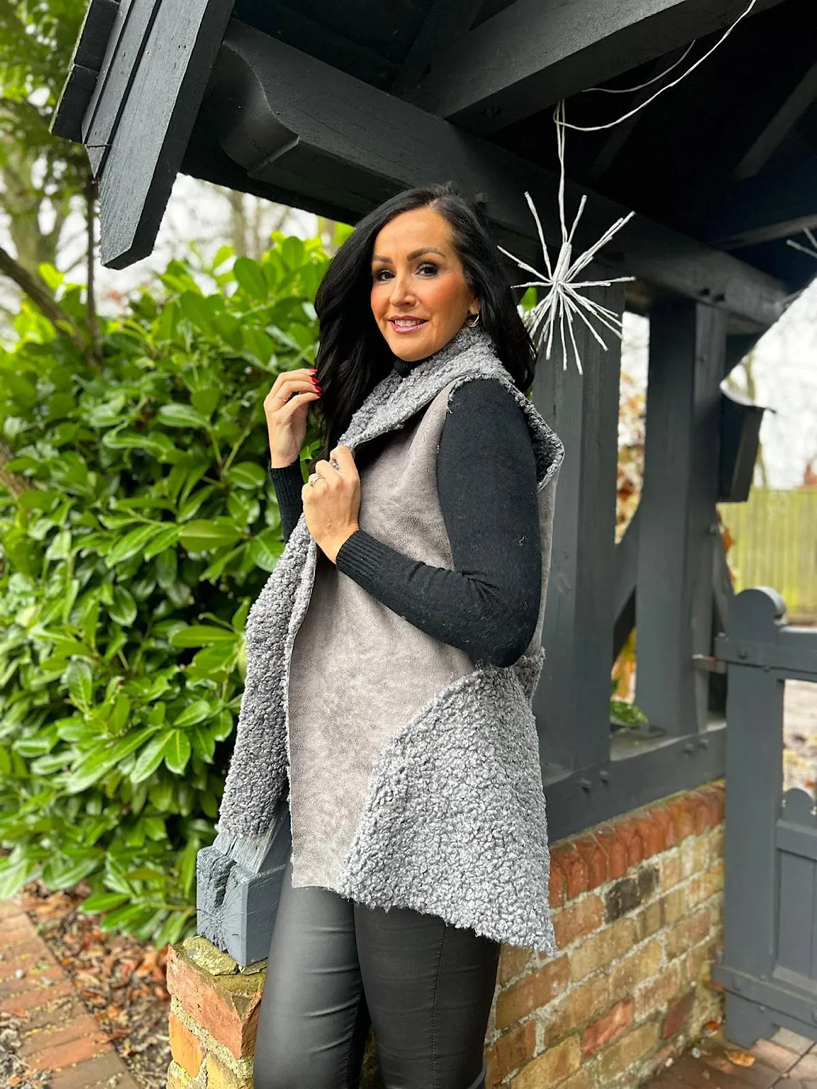 Grey Multi Textured Gilet Jamie