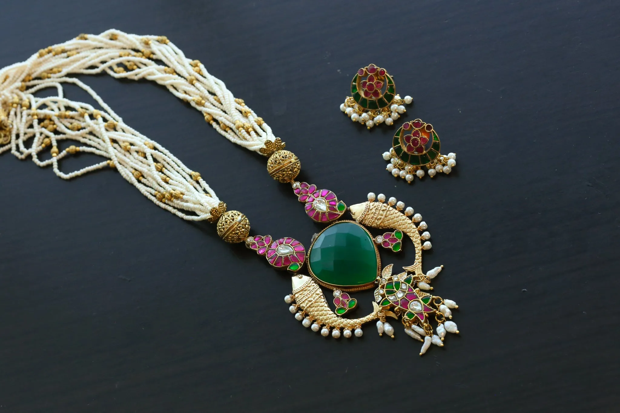 Handmade Fusion Jadau Kundan  Necklace Set (ABJ-FP101-6)