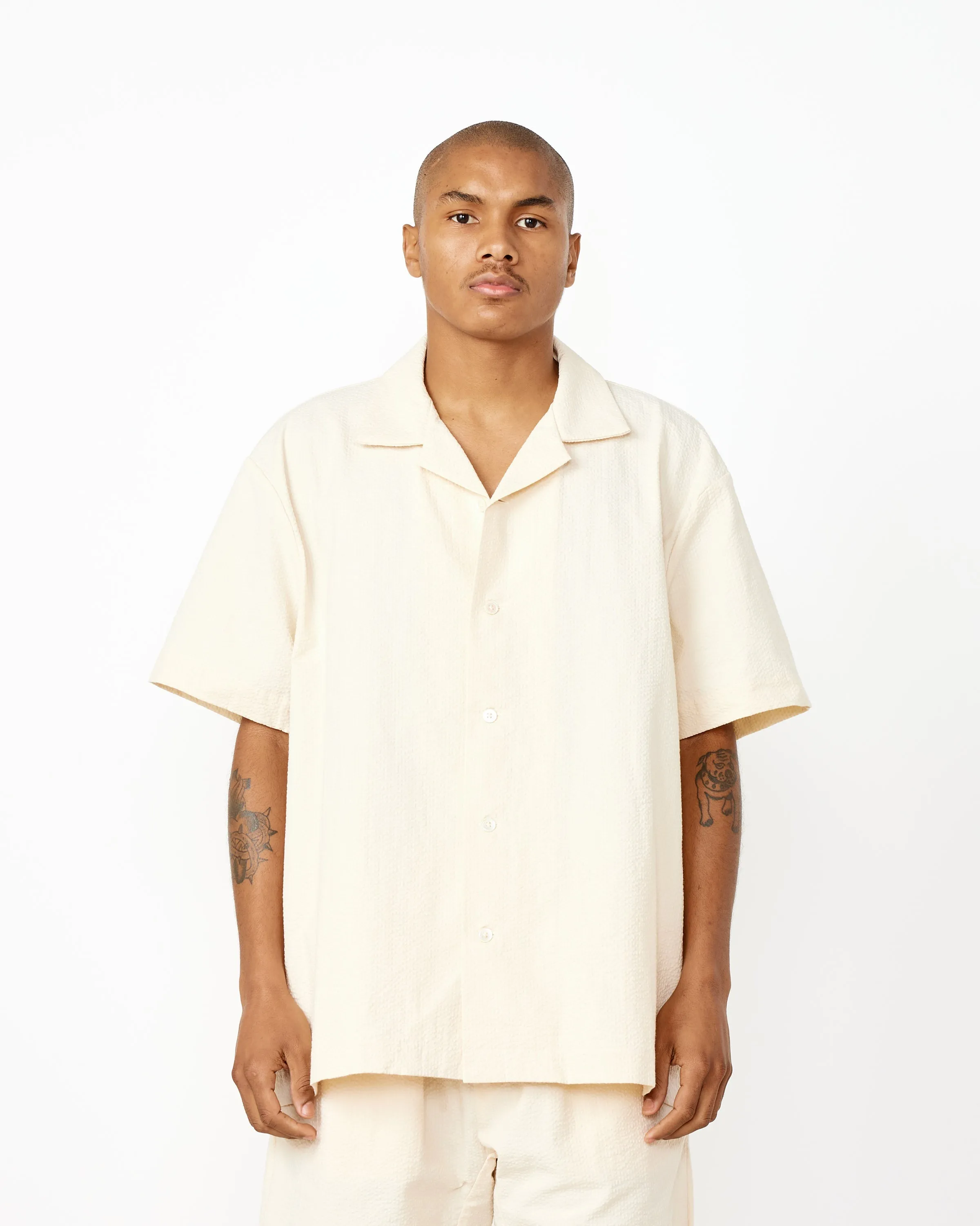 Haus Seersucker Shirt in Cream