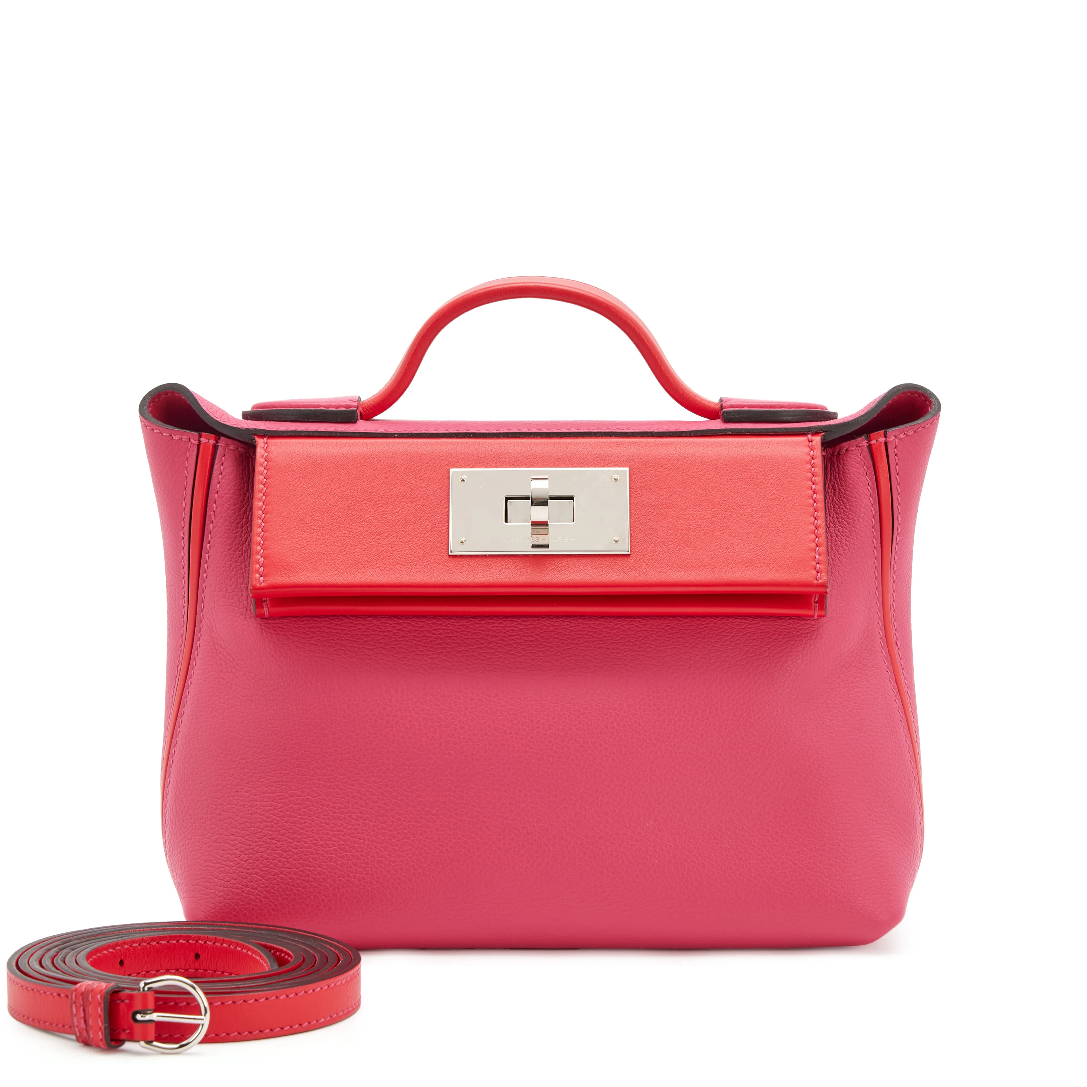 Hermès Rose Mexico and Rouge De Coeur Evercolor and Swift Mini 24/24 21 Bag Palladium Hardware, 2021