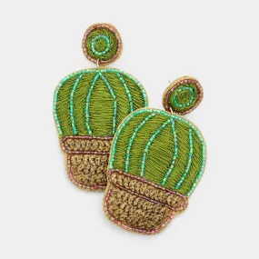 iLLASPARKZ Felt Back Embroidery Cactus Dangle Earrings