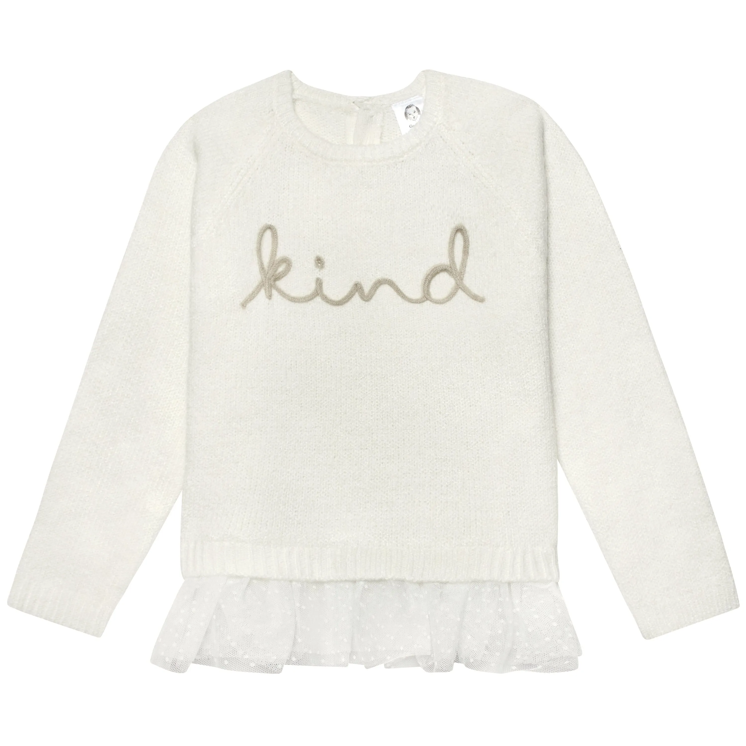 Infant & Toddler Girls White Sweater With Tulle Trim