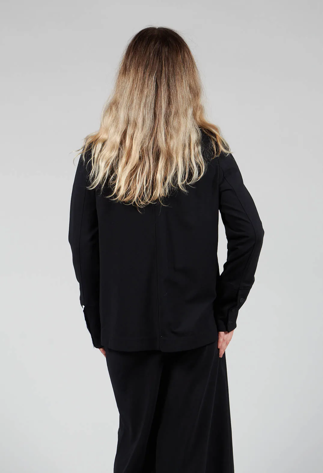 Jersey Blazer with Front Pocket in Black