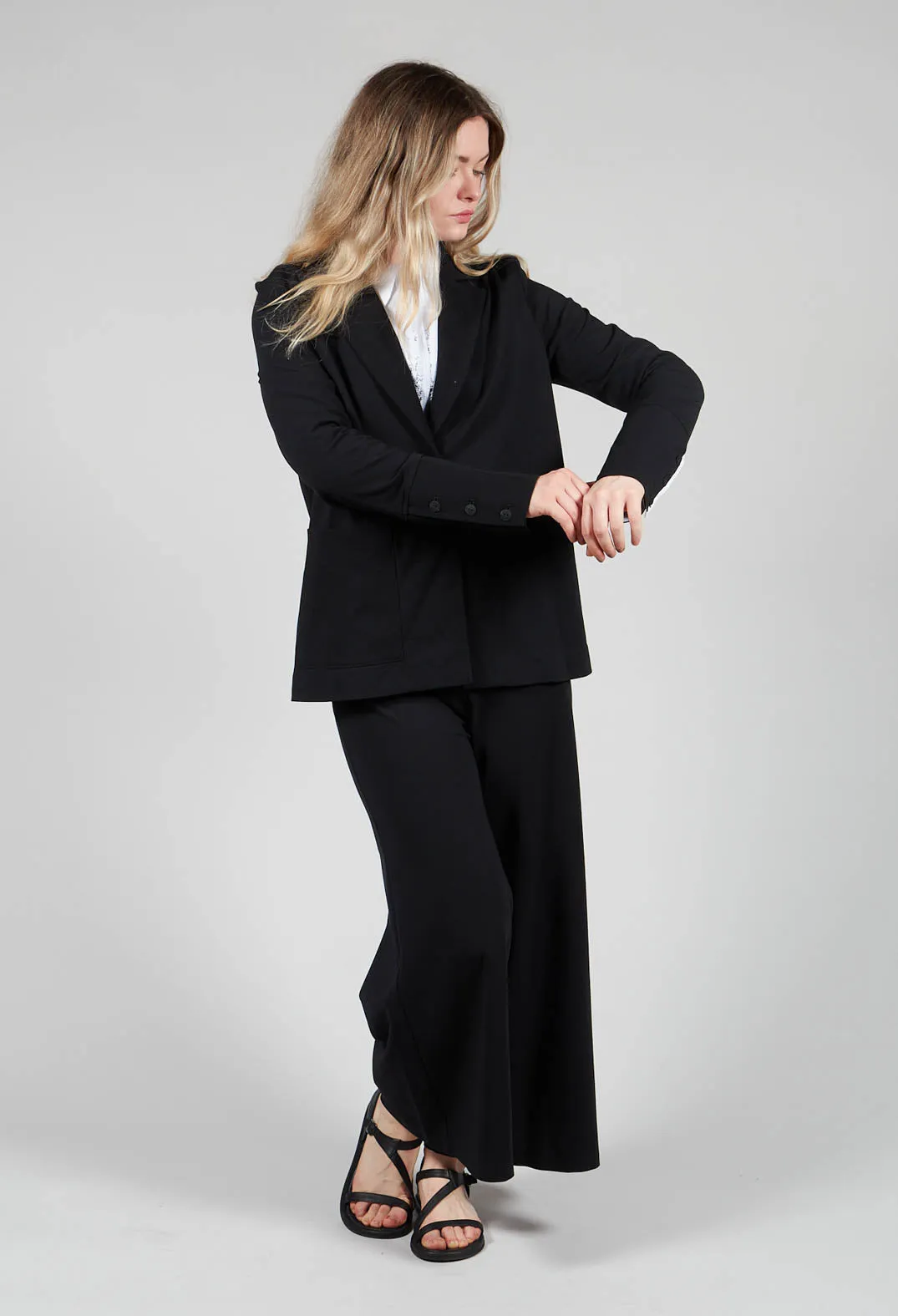 Jersey Blazer with Front Pocket in Black