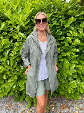 Khaki Lightweight Hooded Mac Giorgia