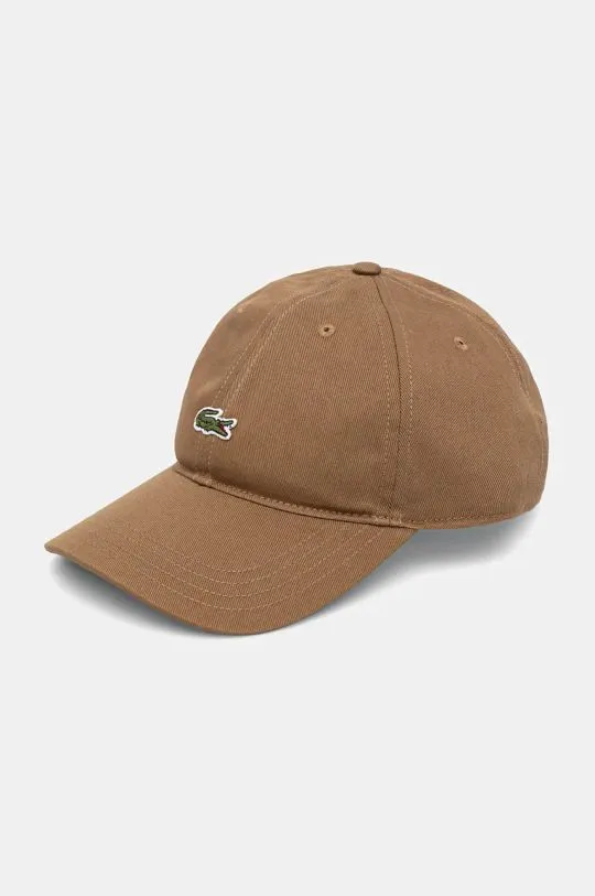 Lacoste cotton baseball cap brown color with an application