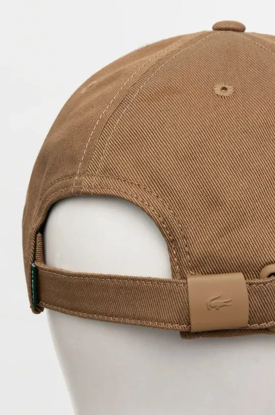 Lacoste cotton baseball cap brown color with an application