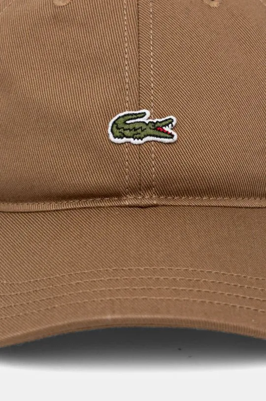 Lacoste cotton baseball cap brown color with an application