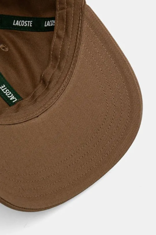 Lacoste cotton baseball cap brown color with an application