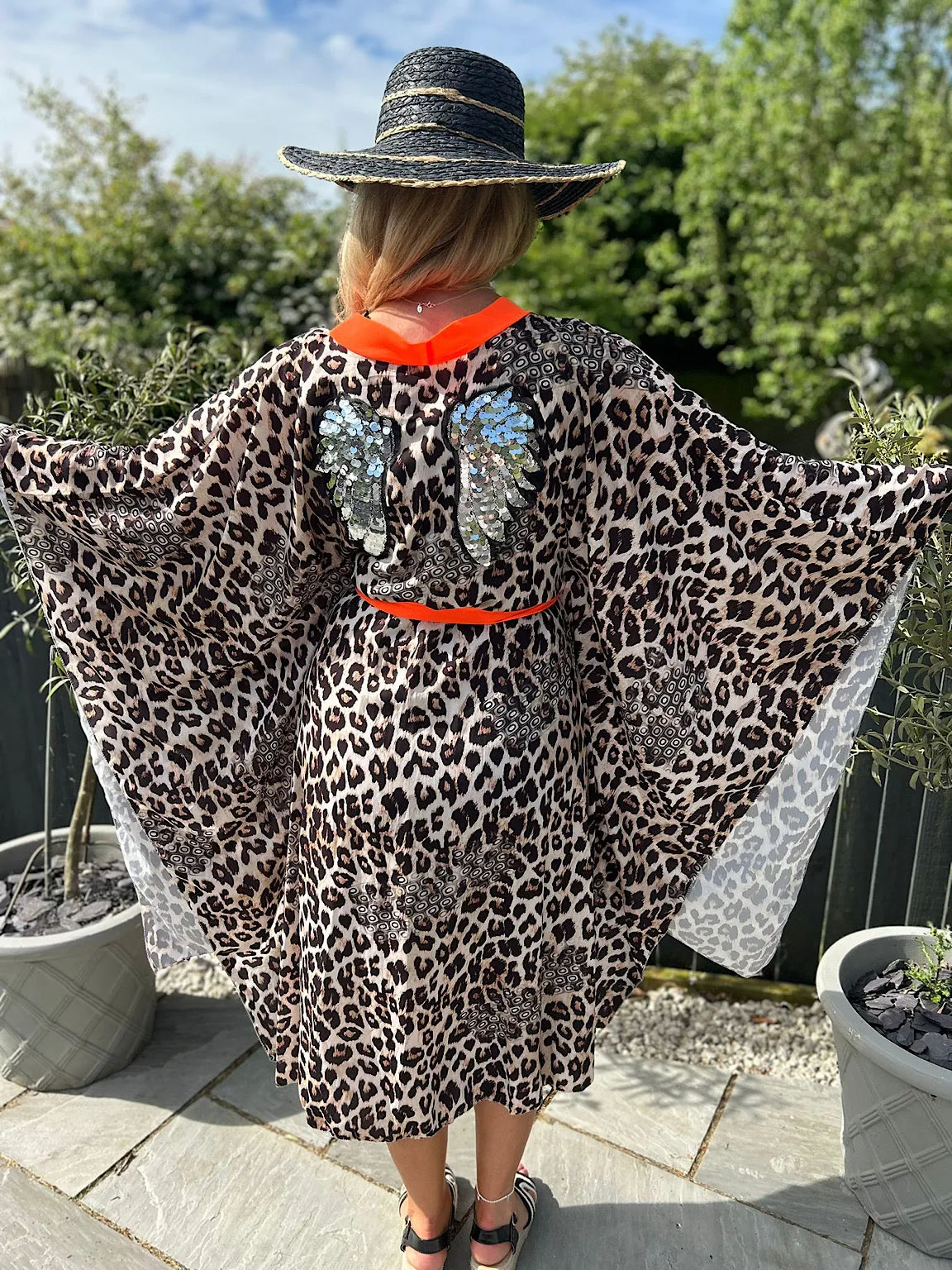 Leopard Print Sequin Angel Wing Cover Up Melanie