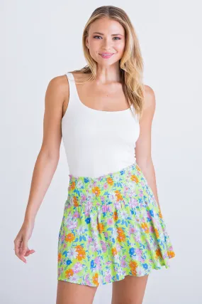 Lime Floral Smock Skort