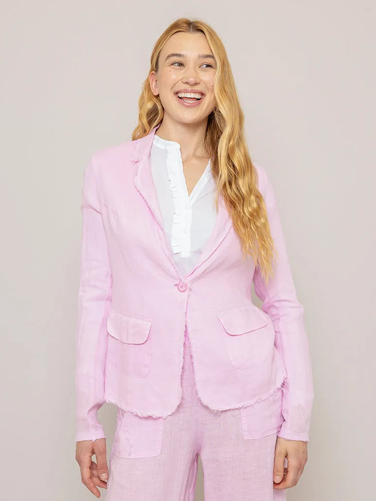 Linen Blazer - Pink Mist