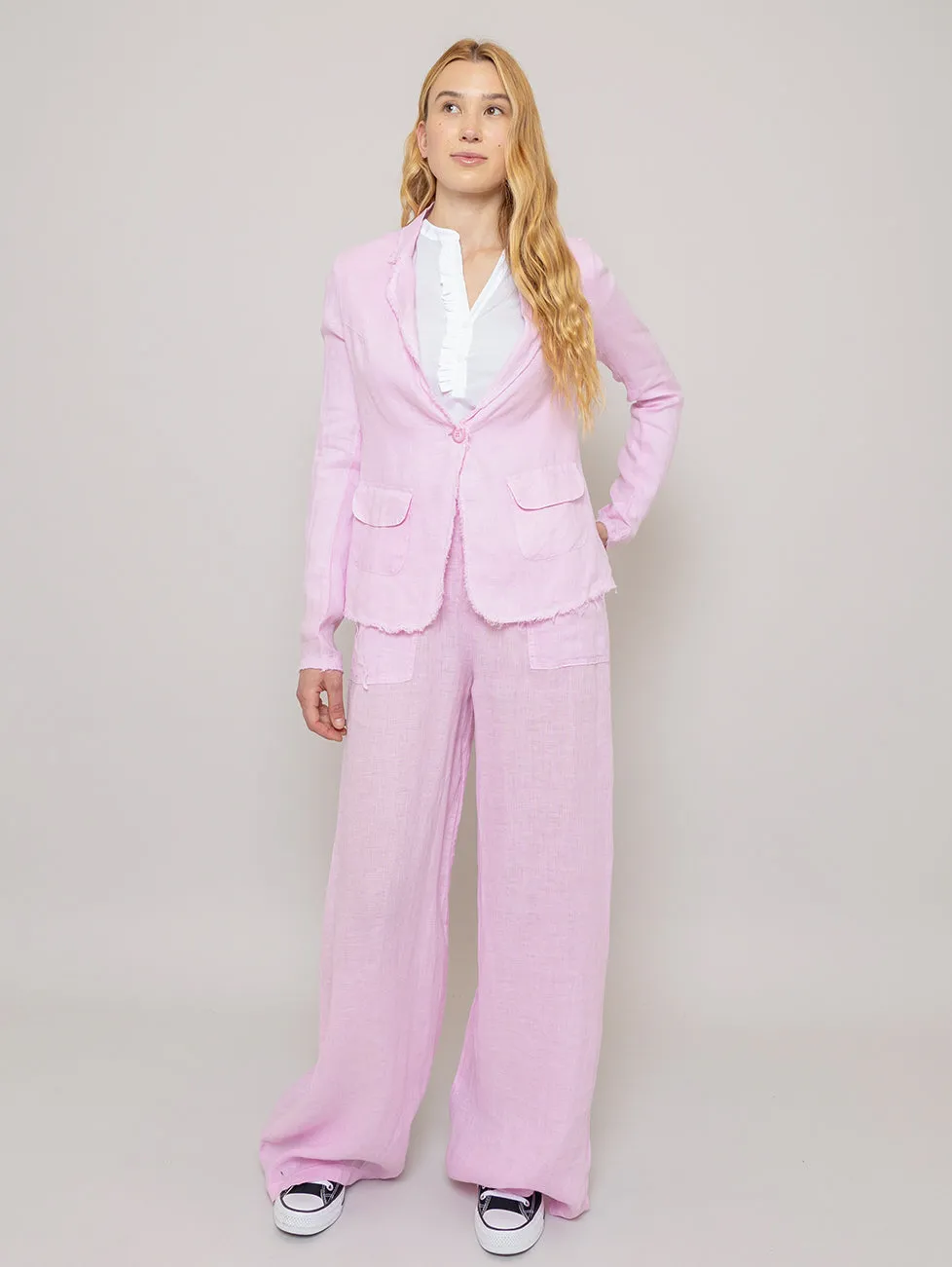 Linen Blazer - Pink Mist