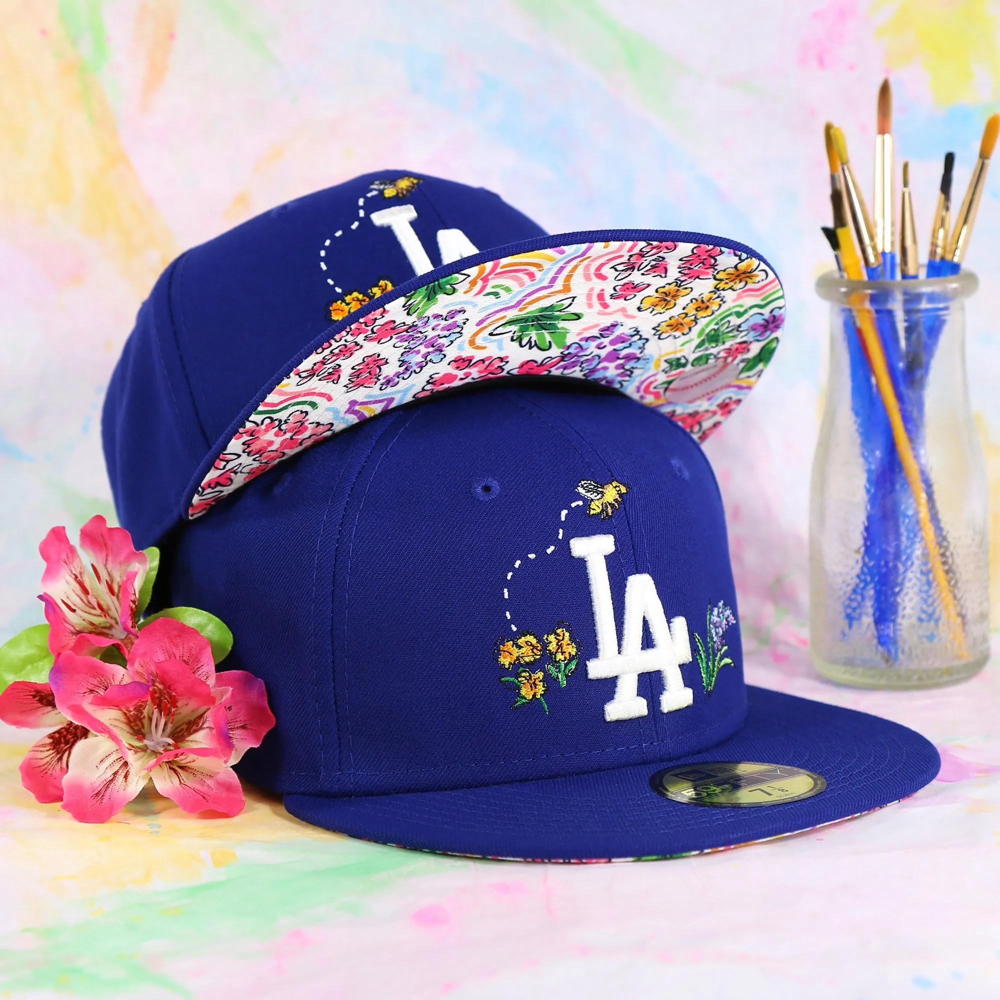 Los Angeles Dodgers Floral UV Watercolor Floral 59Fifty Fitted Cap | Royal Blue 59Fifty Cap