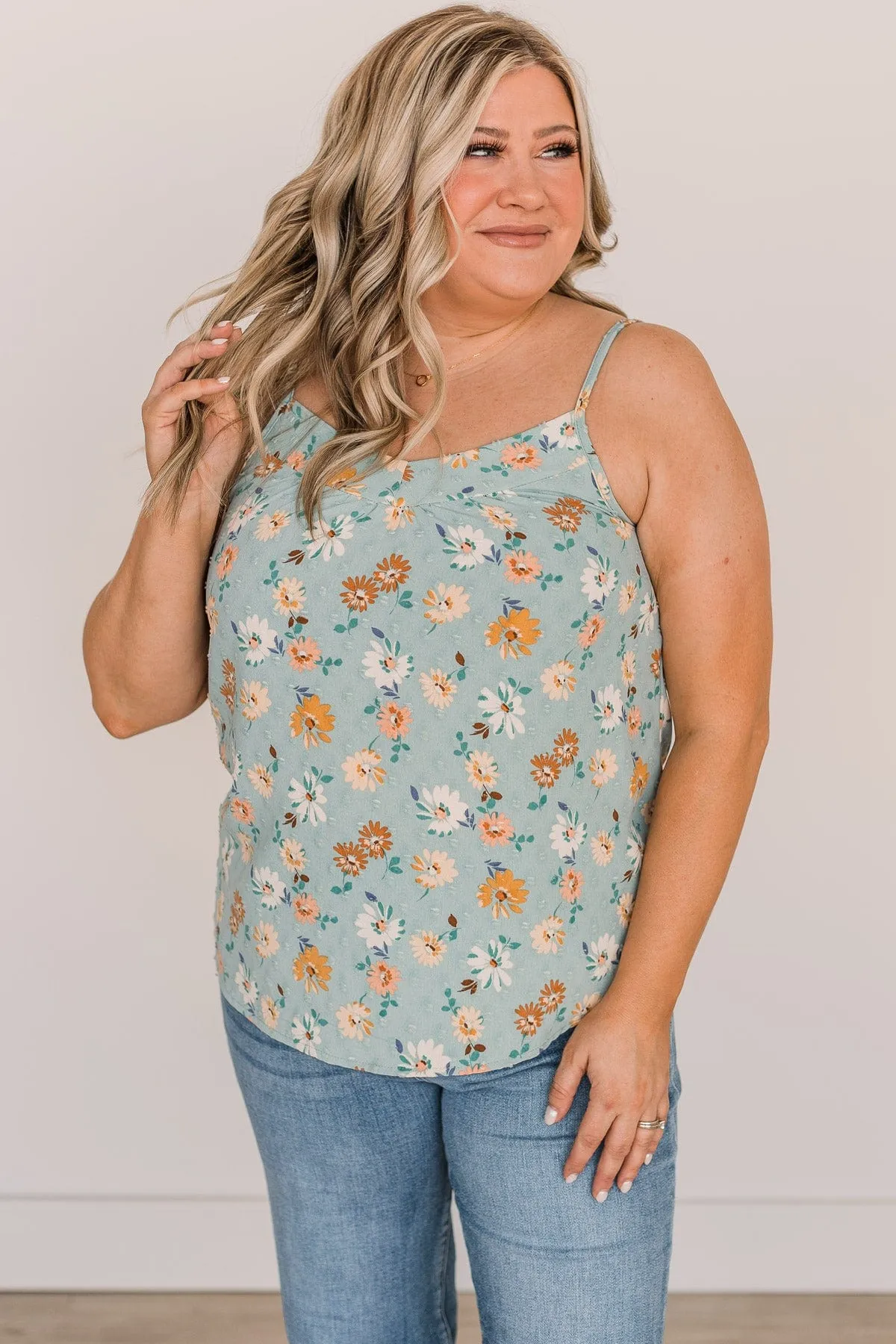 Lost In The Flowers Tank Top- Seafoam