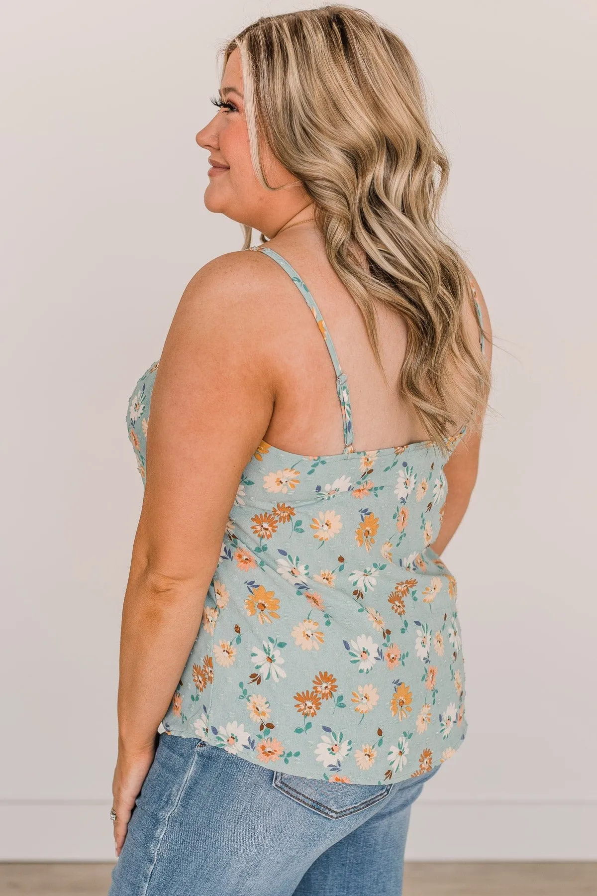 Lost In The Flowers Tank Top- Seafoam