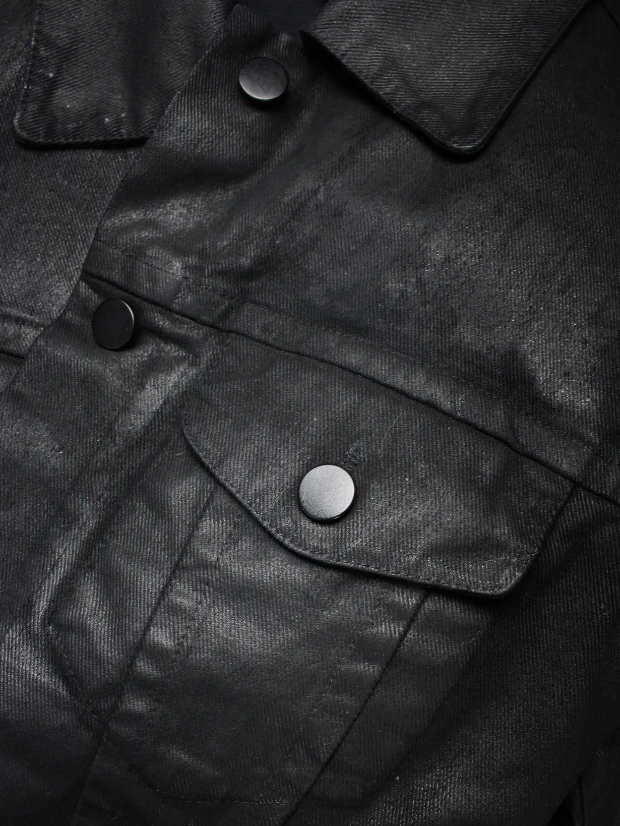 Maison Martin Margiela 6 black coated denim jacket — spring 1997