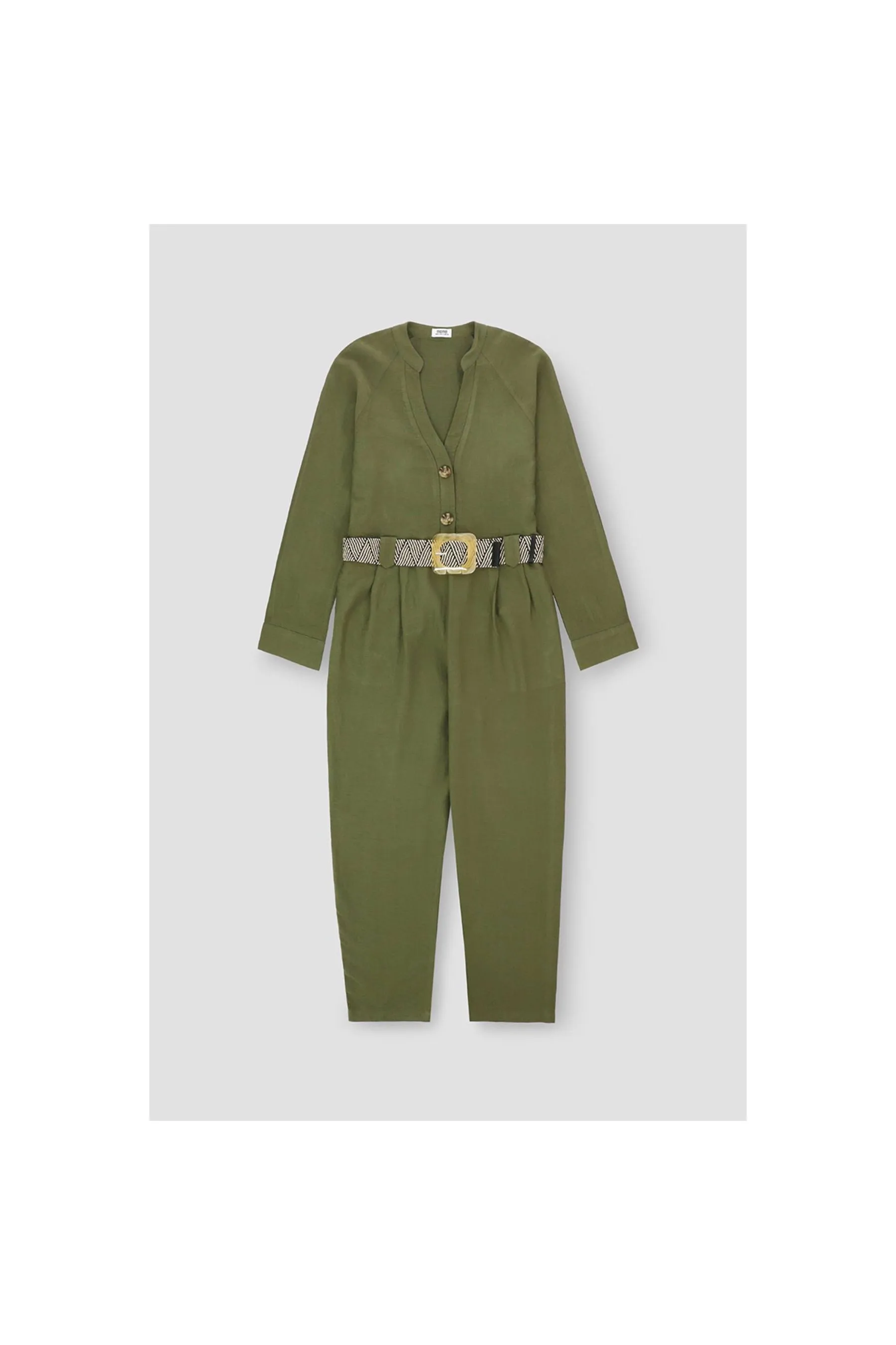 MEME Belted Jumpsuit Khaki Women Jumpsuits