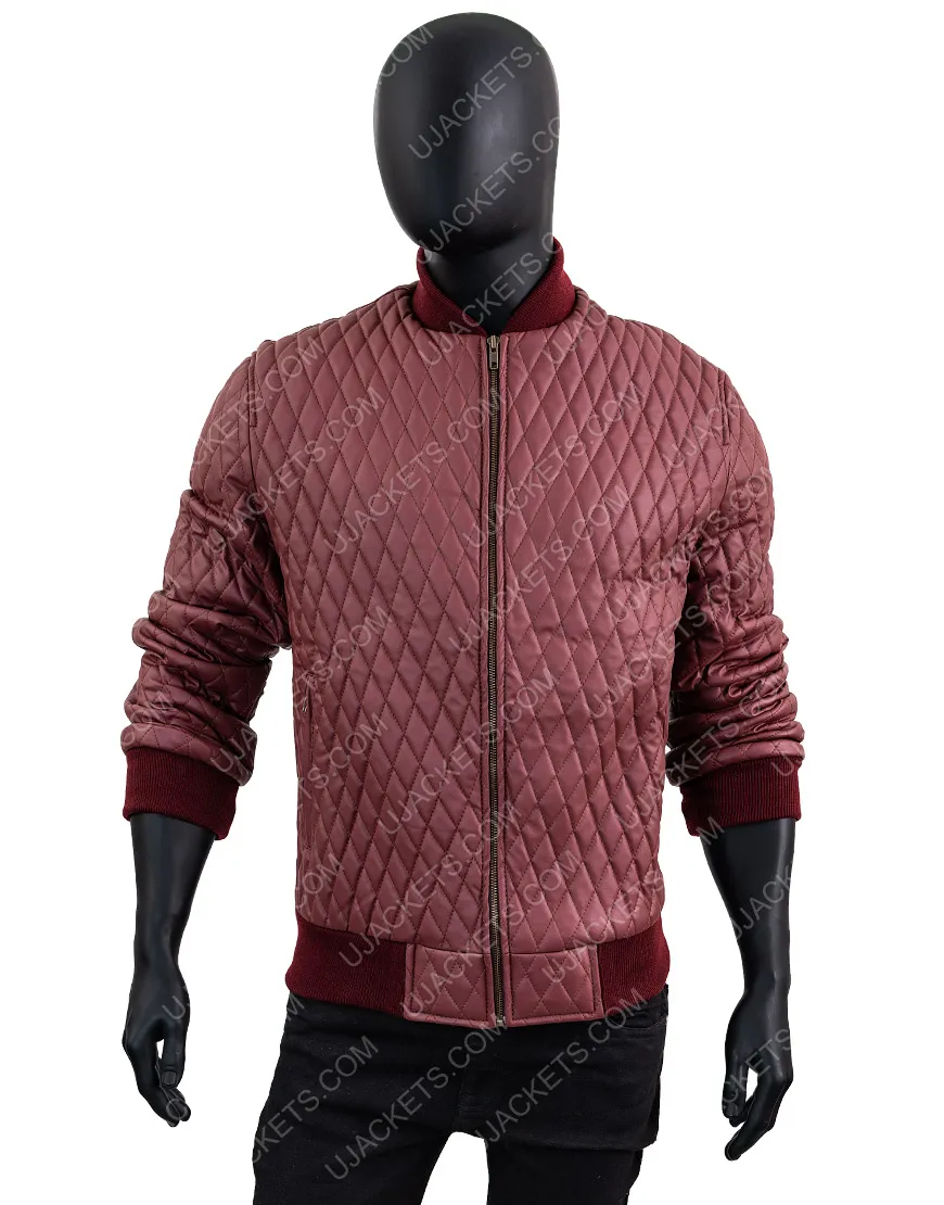 Men's Quilted Faux Leather Jacket | Men's Red Bomber Jacket | ujackets