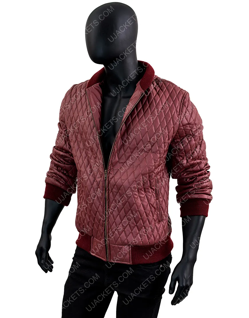 Men's Quilted Faux Leather Jacket | Men's Red Bomber Jacket | ujackets