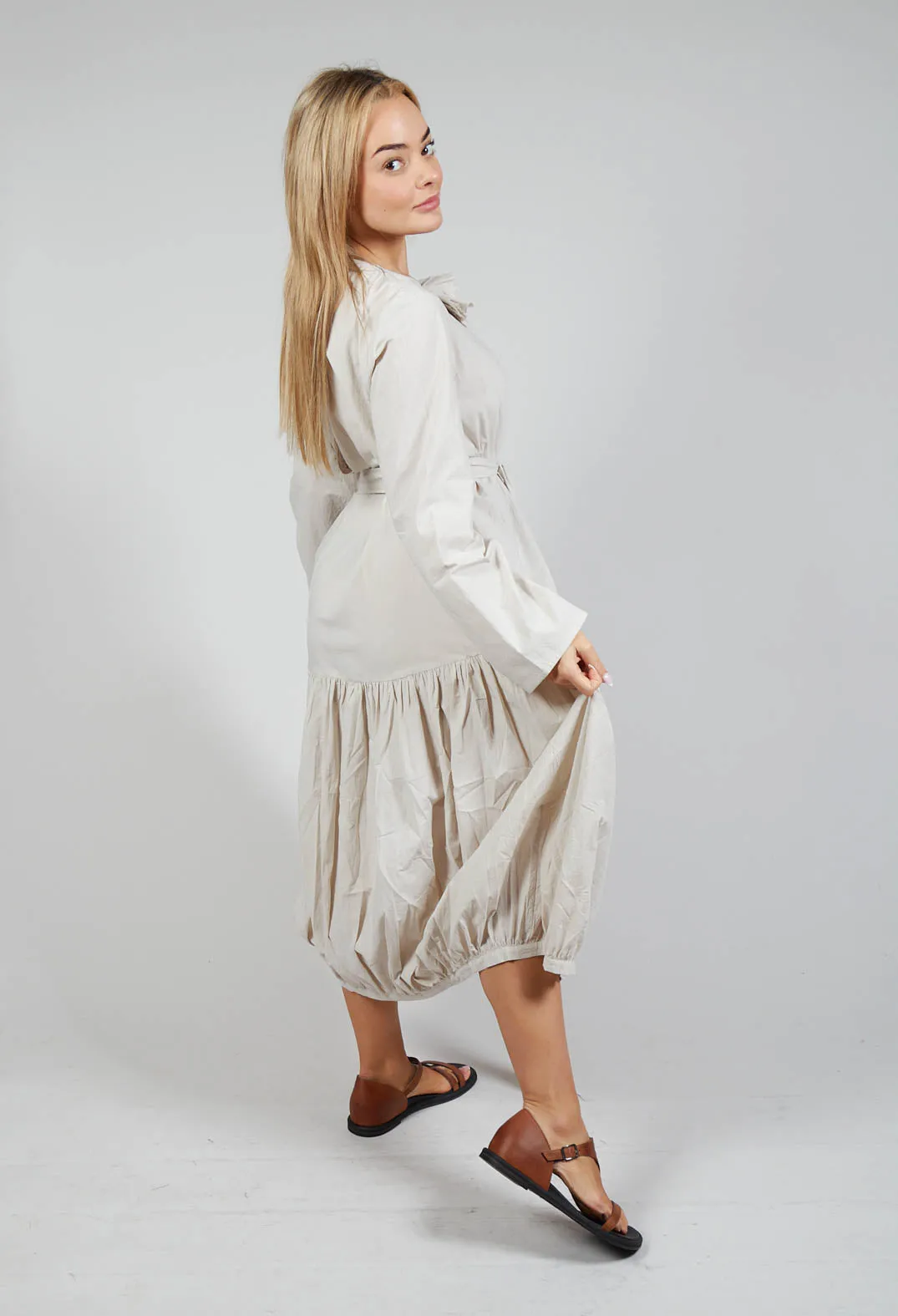 Midi Smock Dress in Beige