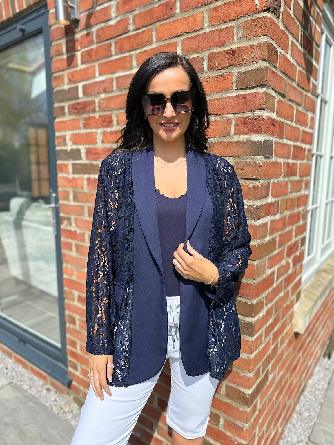 Navy Lace Blazer Jodie