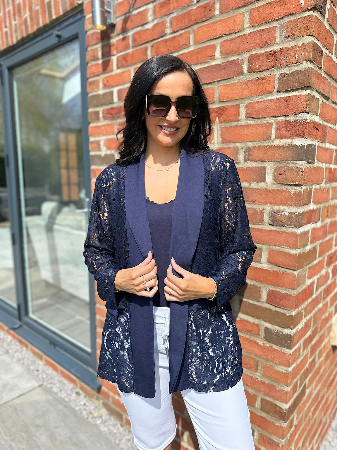 Navy Lace Blazer Jodie