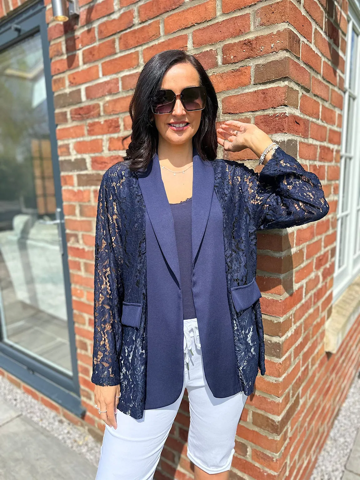 Navy Lace Blazer Jodie