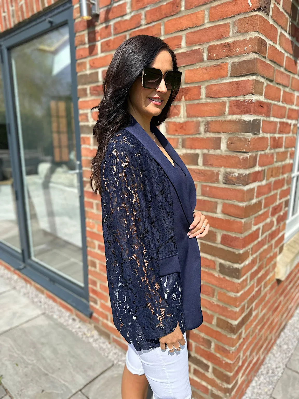 Navy Lace Blazer Jodie