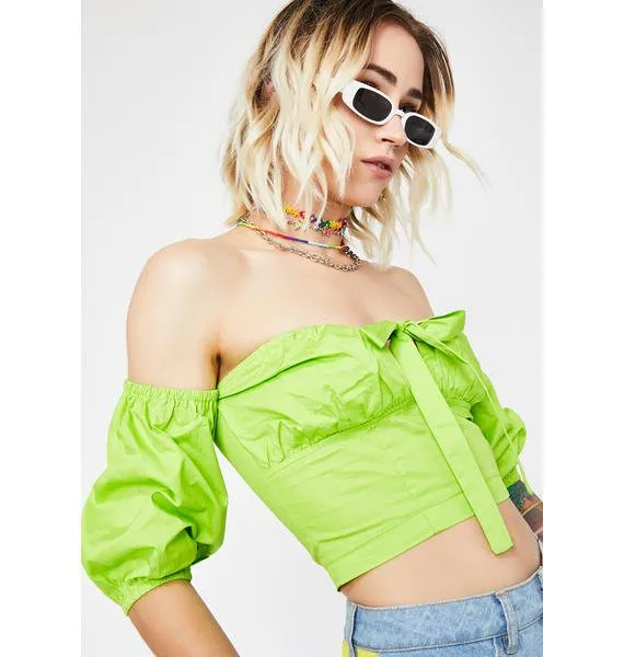 Neon Green Smock Crop Top