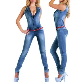 New Arrival Sleeveless Jumpsuit Jeans Sexy Bodysuit Women Denim Overalls Rompers Girls Pants Mom Jeans Ladies