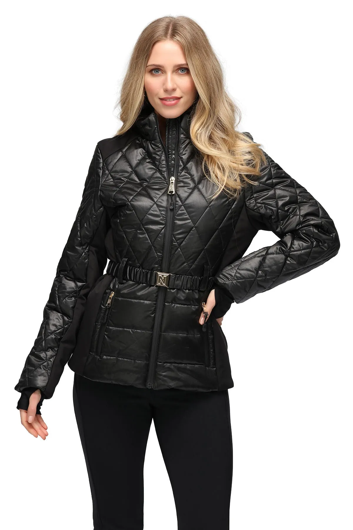 Nikkie Diamond Ski Jacket with Belt  in Black