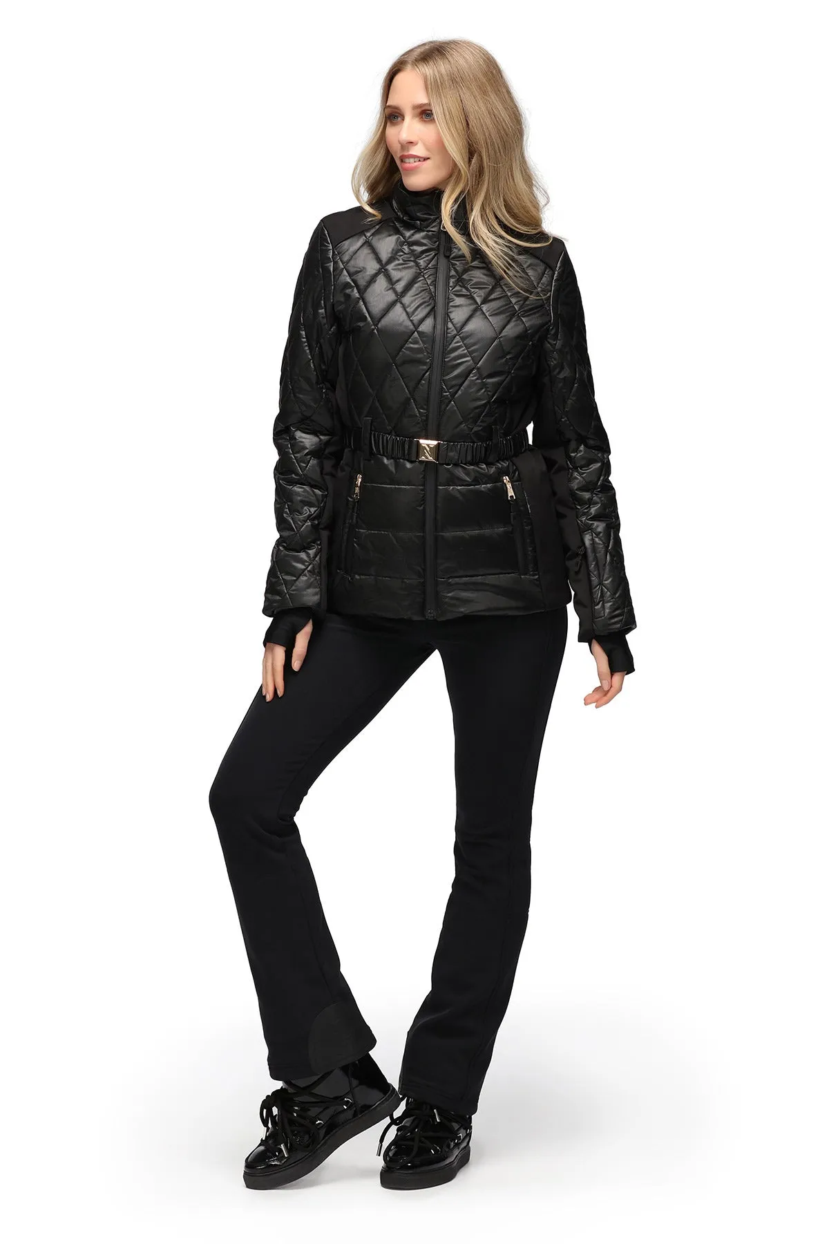 Nikkie Diamond Ski Jacket with Belt  in Black