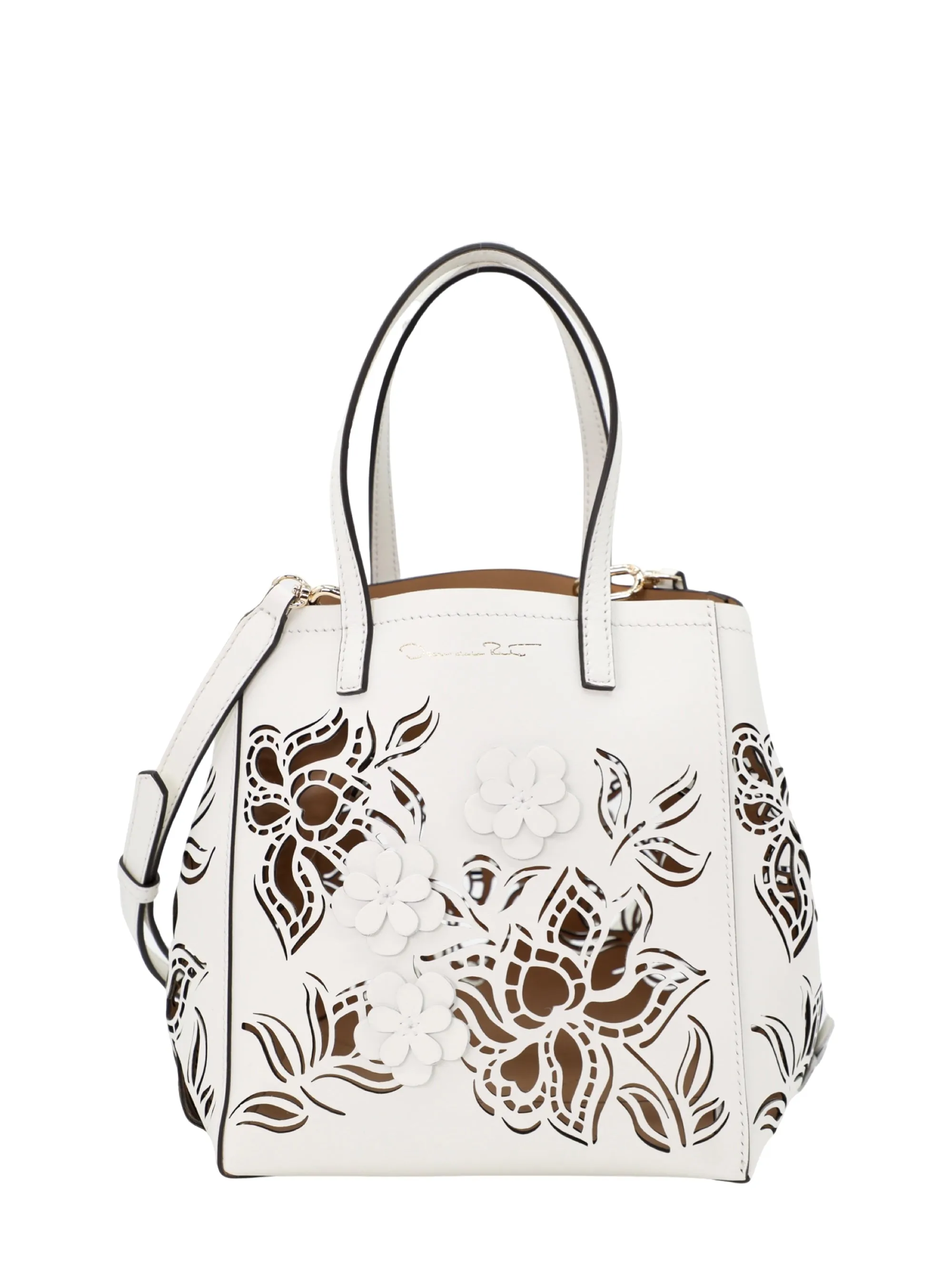 Oscar de la Renta Small Square Tote  With Flowers (More Colors)