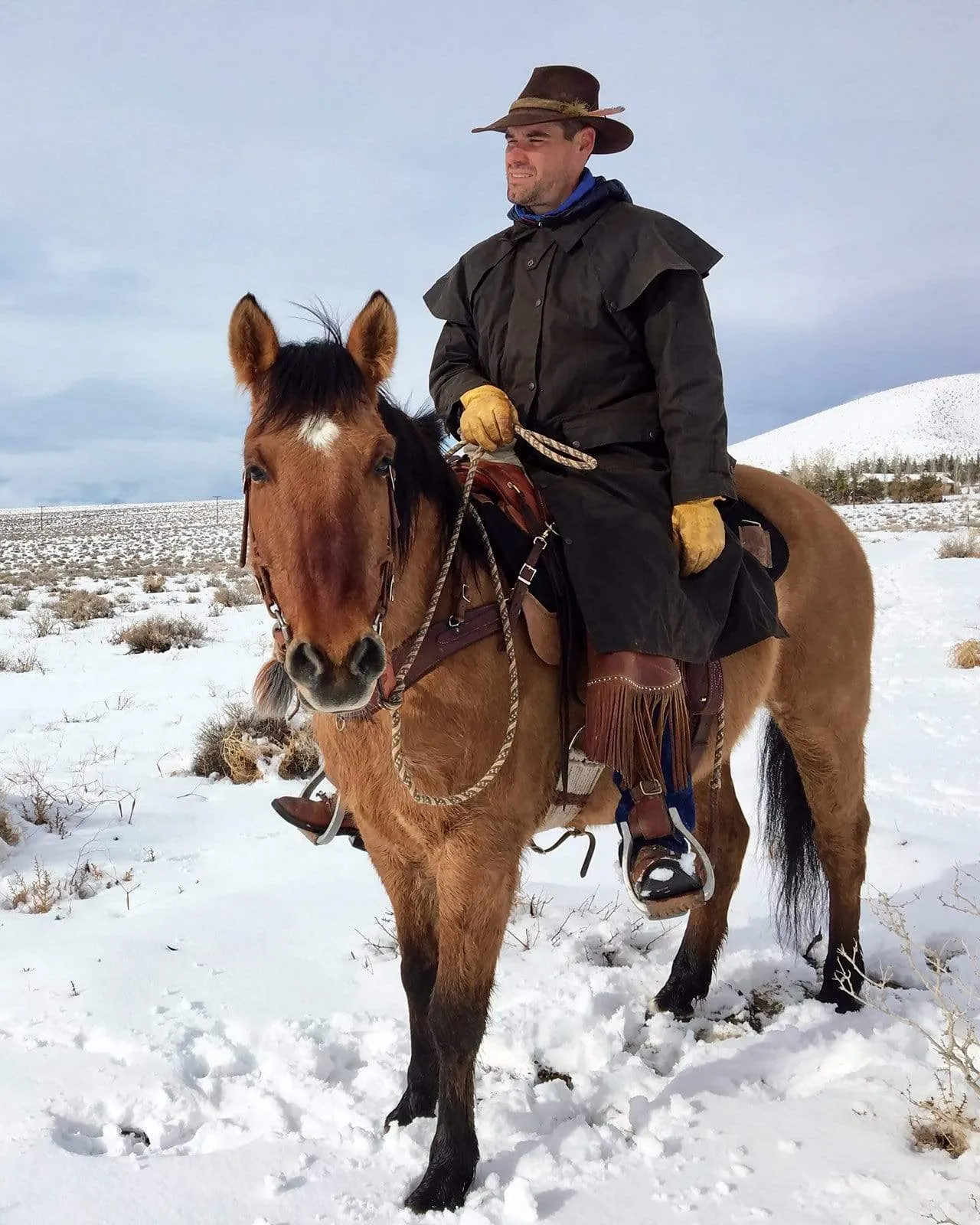 Outback Unisex Long Oilskin Coat - The Low Rider Duster - Brown