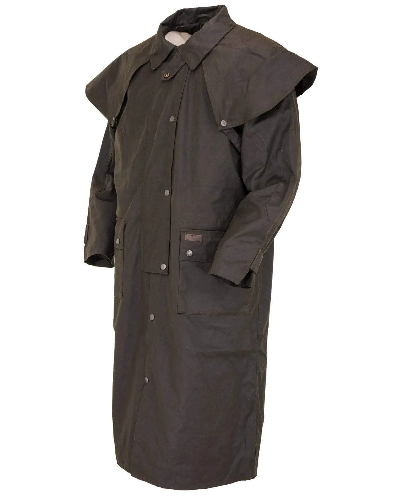 Outback Unisex Long Oilskin Coat - The Low Rider Duster - Brown