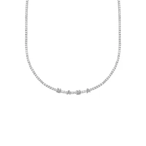 Perfect Personalized Collar Tennis Necklace - White Diamond / 14k White Gold