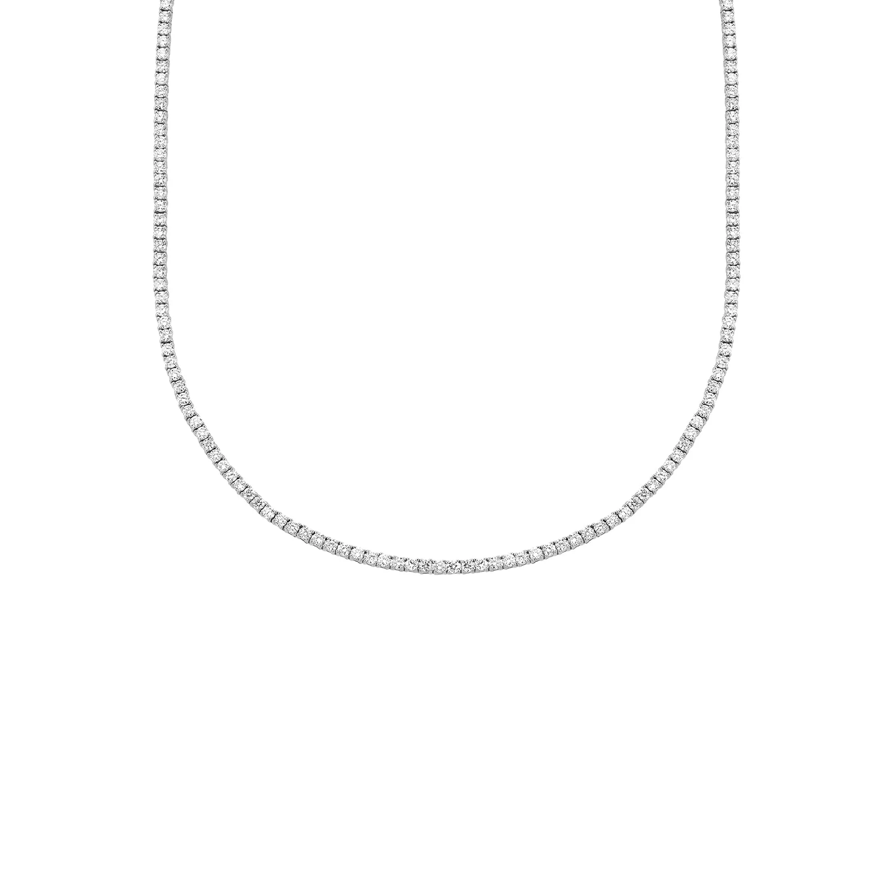 Perfect Personalized Collar Tennis Necklace - White Diamond / 14k White Gold