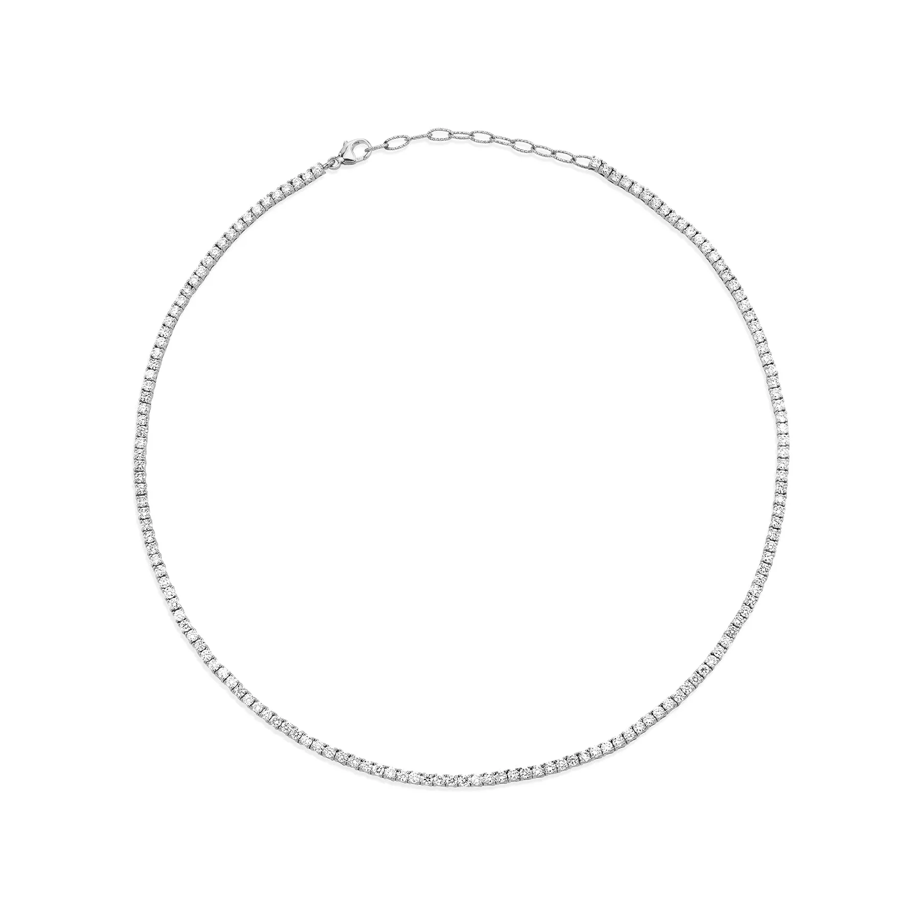 Perfect Personalized Collar Tennis Necklace - White Diamond / 14k White Gold