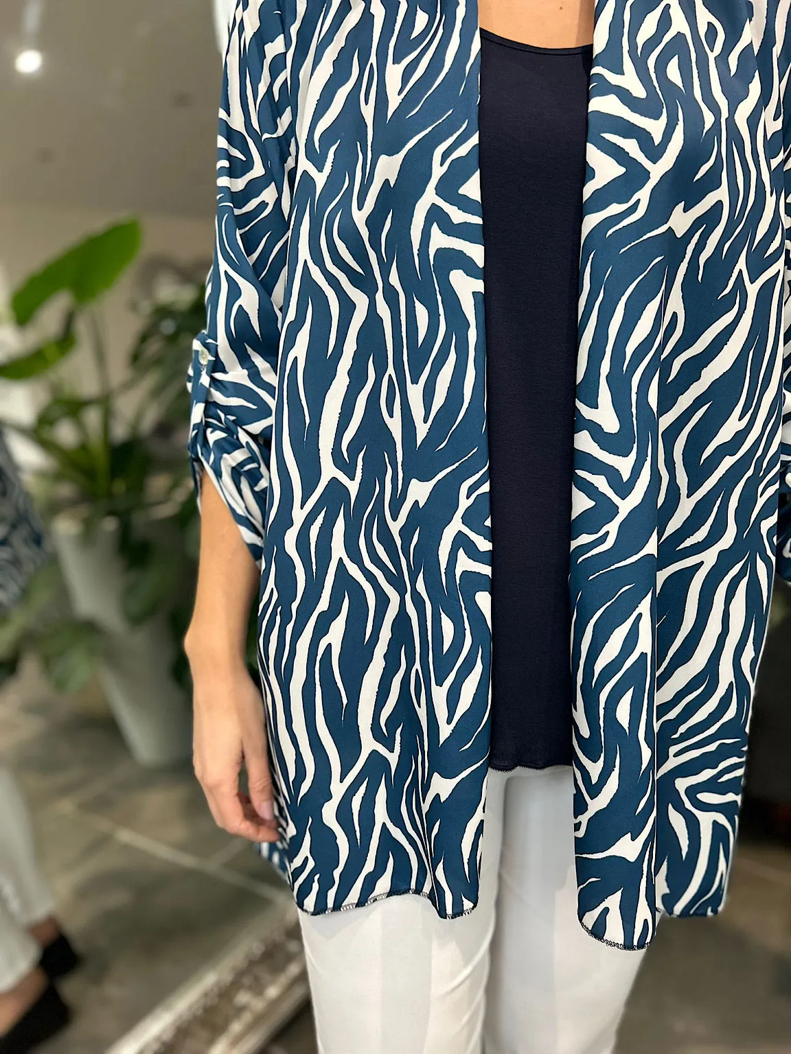 Petrol Blue Zebra Top Set Primrose