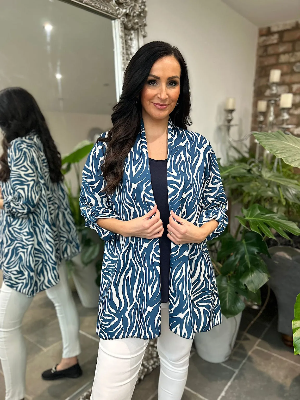 Petrol Blue Zebra Top Set Primrose