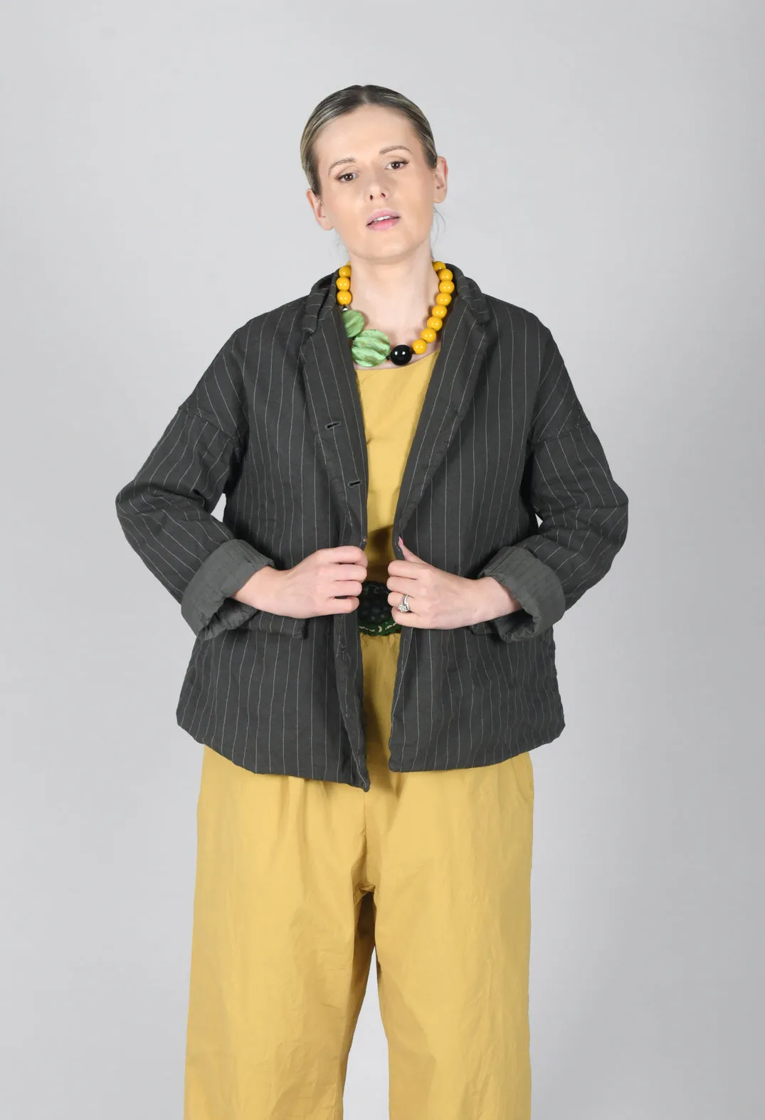 Pinstriped Loose Blazer in Antracite