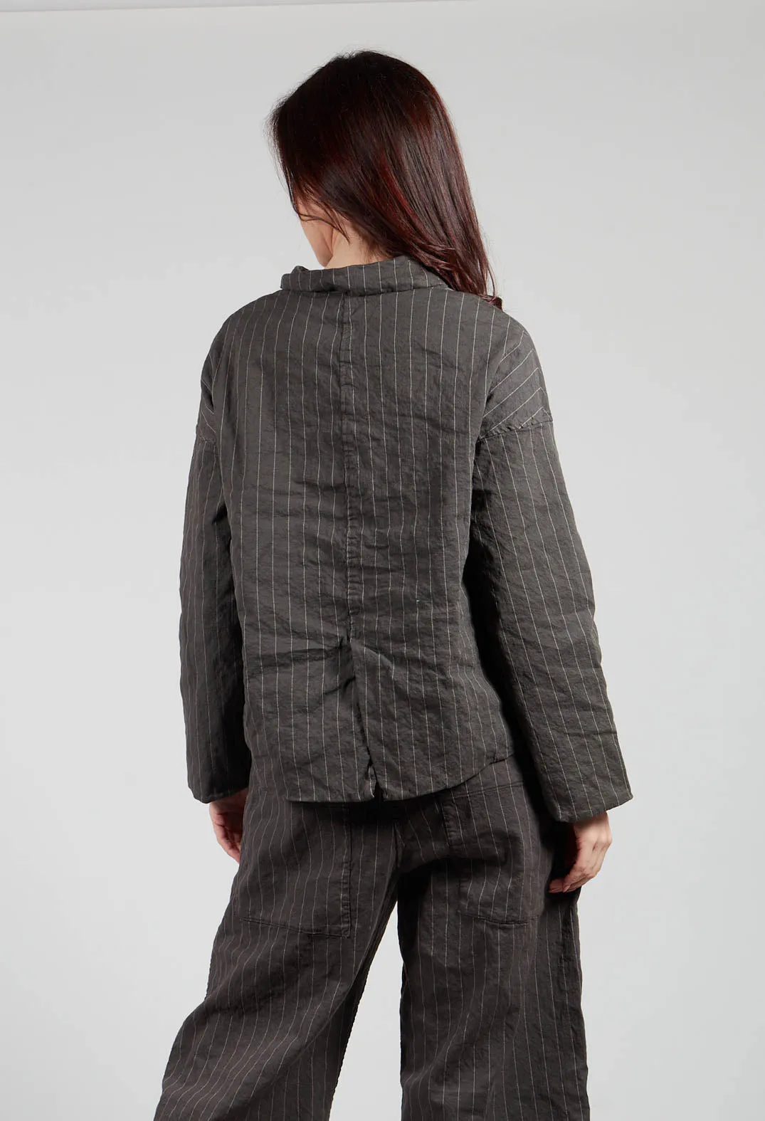 Pinstriped Loose Blazer in Antracite