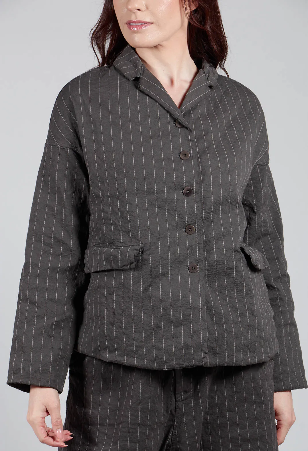 Pinstriped Loose Blazer in Antracite