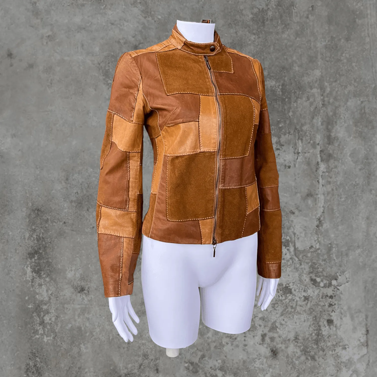 PLEIN SUD PATCHWORK LEATHER JACKET - S