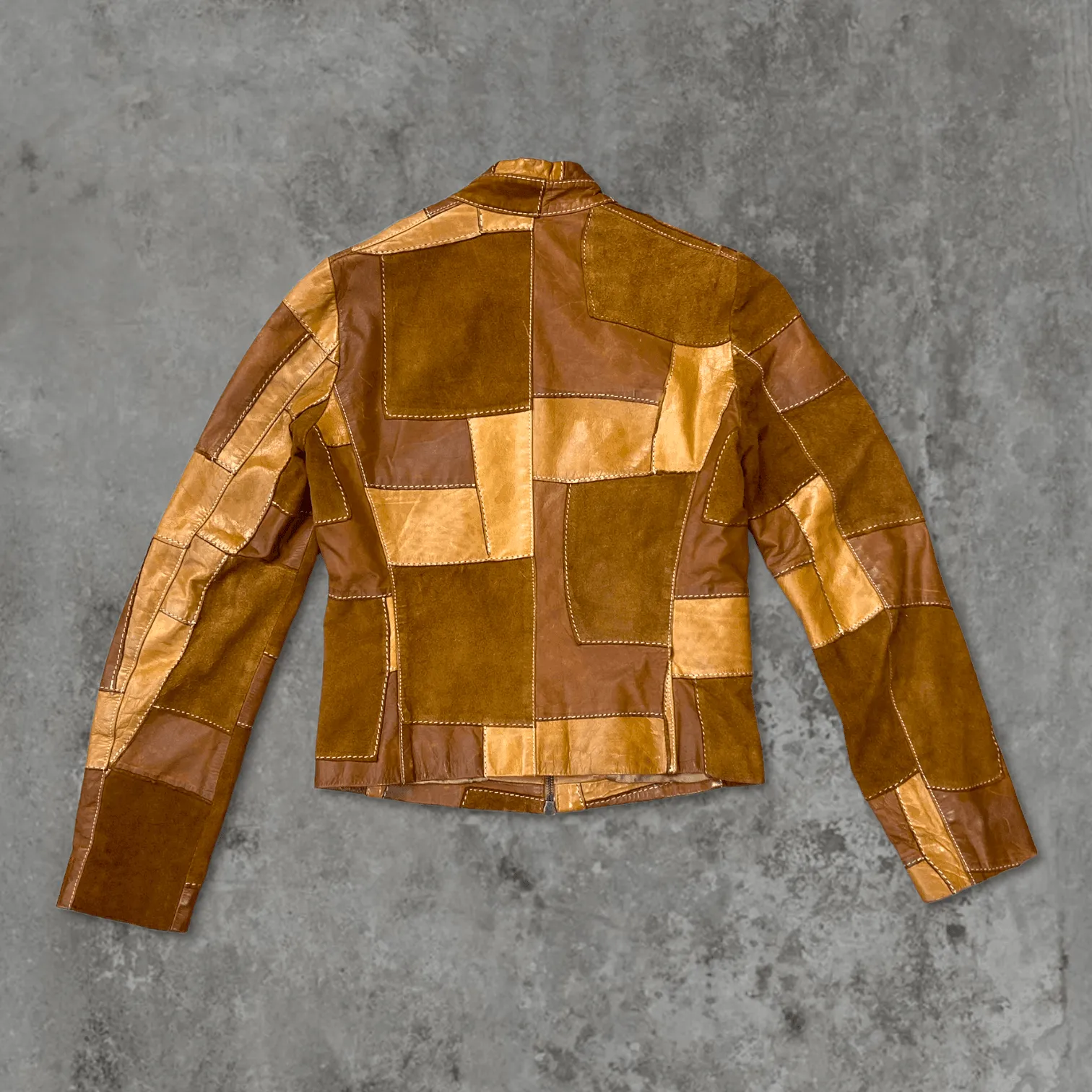 PLEIN SUD PATCHWORK LEATHER JACKET - S